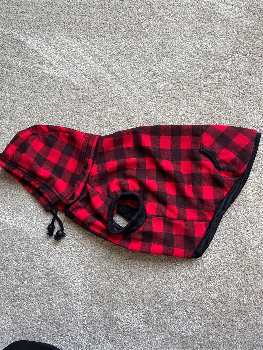 Red Buffalo Plaid Hooded snap front dog shirt - Picture 3 of 5